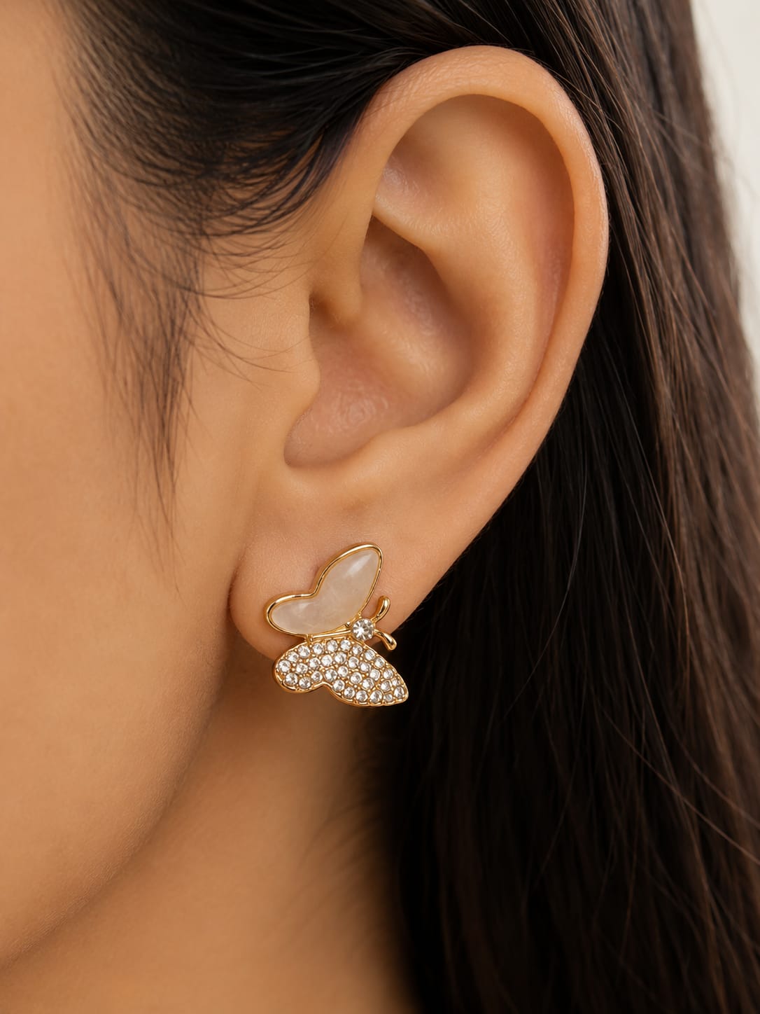 Crystal Butterfly Drop Earings