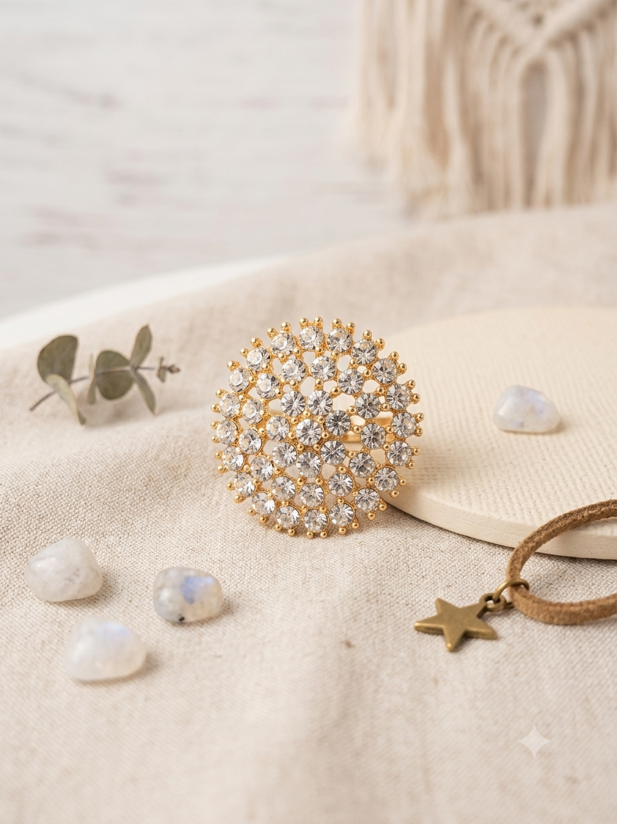 Gold Crystal Statement Ring