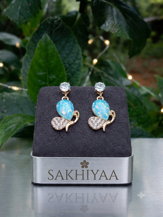 Drop Earrings with Sky Blue Opal Stone