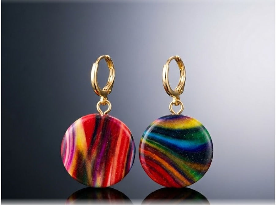 Rainbow Drop Earrings - Colorful Round Dangle Jewelry